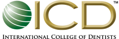 International College of Dentists (ICD) logo featuring a green globe graphic and gold lettering.